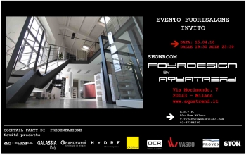 Invito evento Fuorisalone FOURDESIGN BY AQUATREND 15 aprile 2016