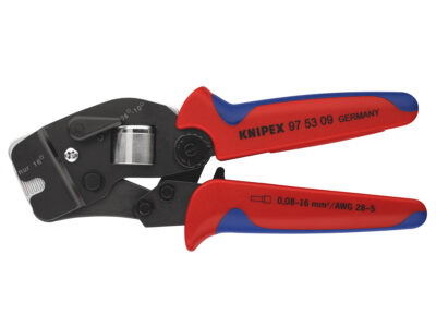 97 53 09 SB – KNIPEX Pinza per terminali a bussola, con regolazione automatica per crimpaggio frontale rivestiti in materiale bicomponente brunita 190 mm