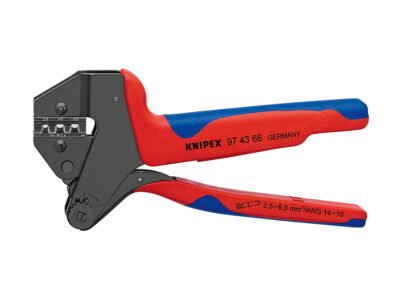 97 43 66 – KNIPEX Pinza universale per terminali per matrici intercambiabili rivestiti in materiale bicomponente brunita 200 mm