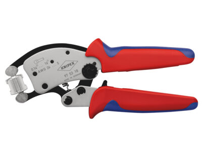 97 53 18 – KNIPEX Twistor®16 Pinza per terminali a bussola, con regolazione automatica con testa di crimpaggio girevole rivestiti in materiale bicomponente cromata 200 mm