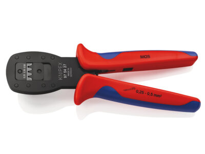 97 53 27 – KNIPEX Pinza per mini-connettori crimpaggio parallelo per connettori MQS rivestiti in materiale bicomponente brunita 190 mm